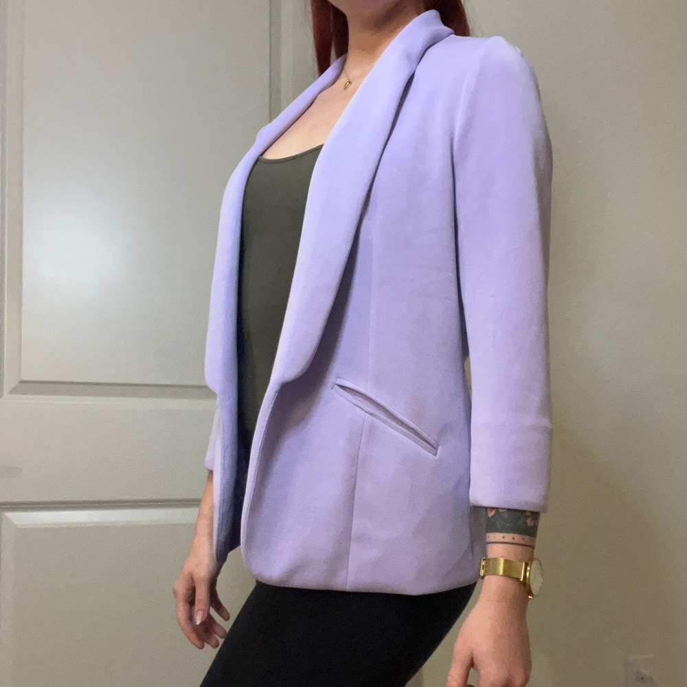 Skies Are Blue lavender blazer, soft material, floral lining, size Medium